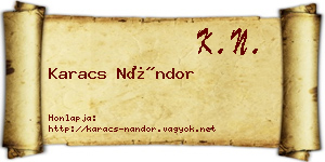 Karacs Nándor névjegykártya