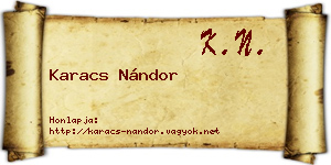 Karacs Nándor névjegykártya